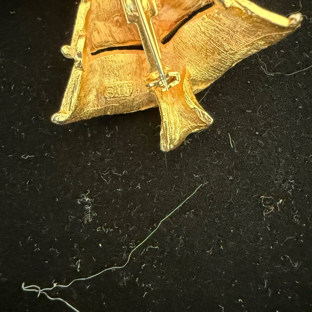 Gold Christmas Tree Brooch with Colorful Gems - Picture 4 of 4